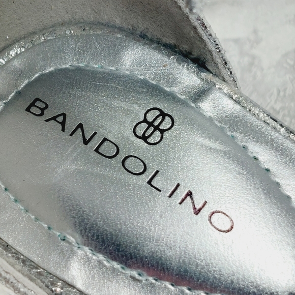 New Bandolino Armory 3 Silver Open Toe Ankle Strap Heeled Sandals D45 - Picture 10 of 12